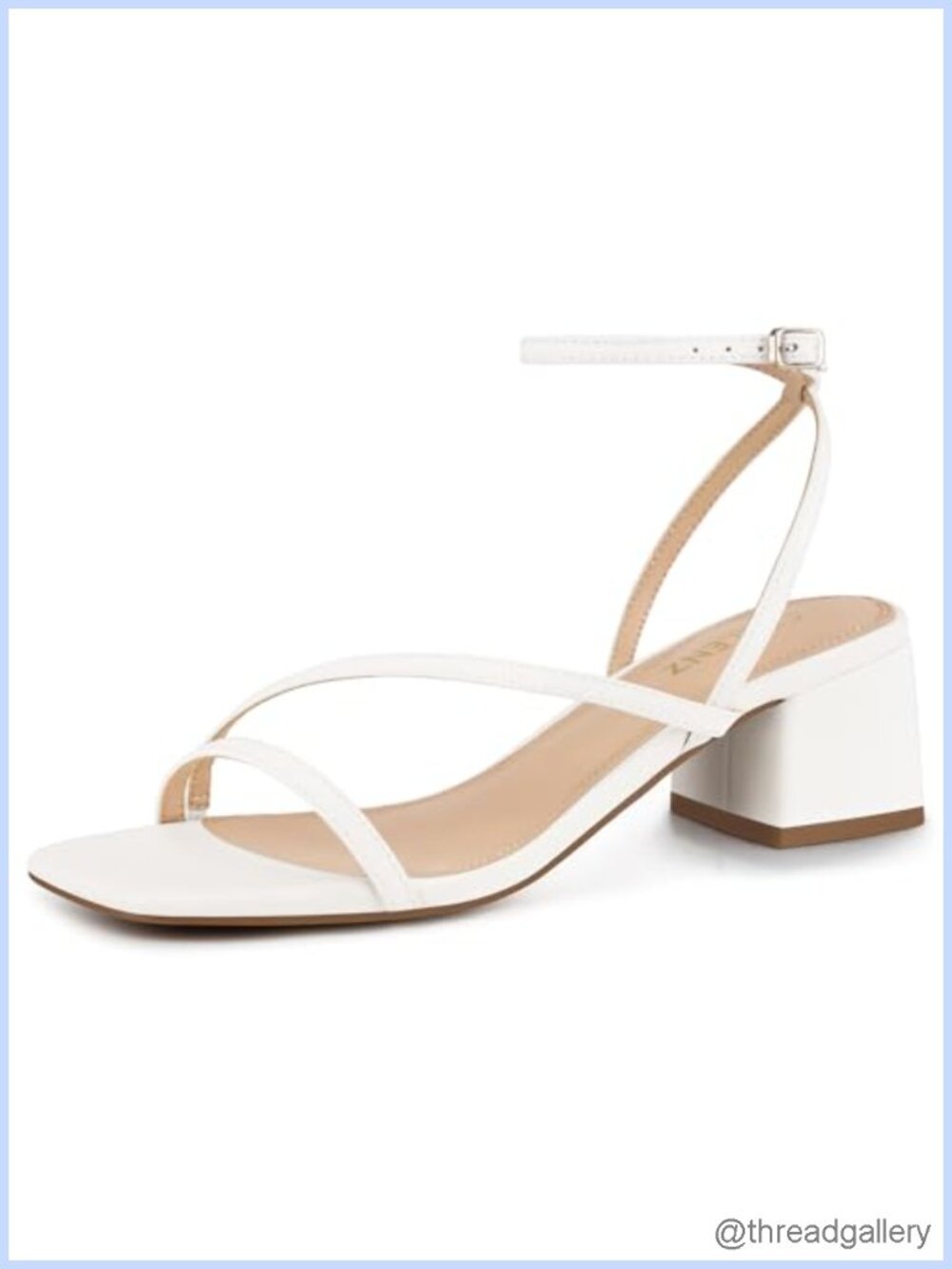 Women Chunky Low Heel Strappy Sandals Block Heel Open Toe Faux Leather